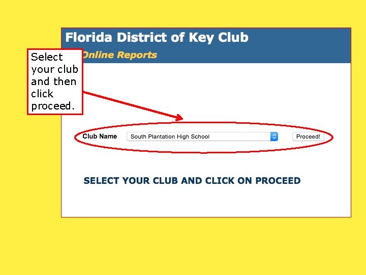 Select your club and then click proceed. 