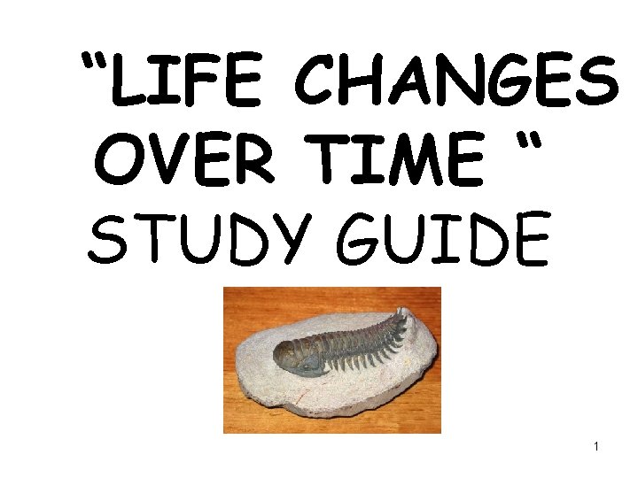 “LIFE CHANGES OVER TIME “ STUDY GUIDE 1 