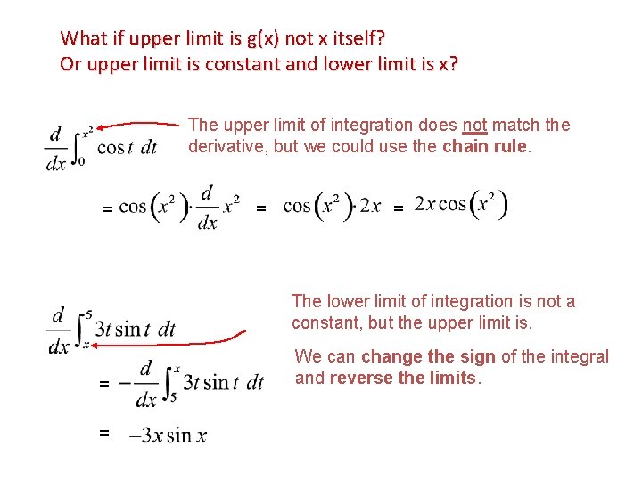 What if upper limit is g(x) not x itself? Or upper limit is constant