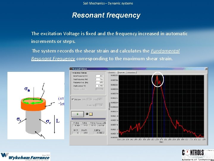 Soil Mechanics – Dynamic systems Resonant frequency The excitation Voltage is fixed and the Soil Mechanics – Dynamic systems Resonant frequency The excitation Voltage is fixed and the