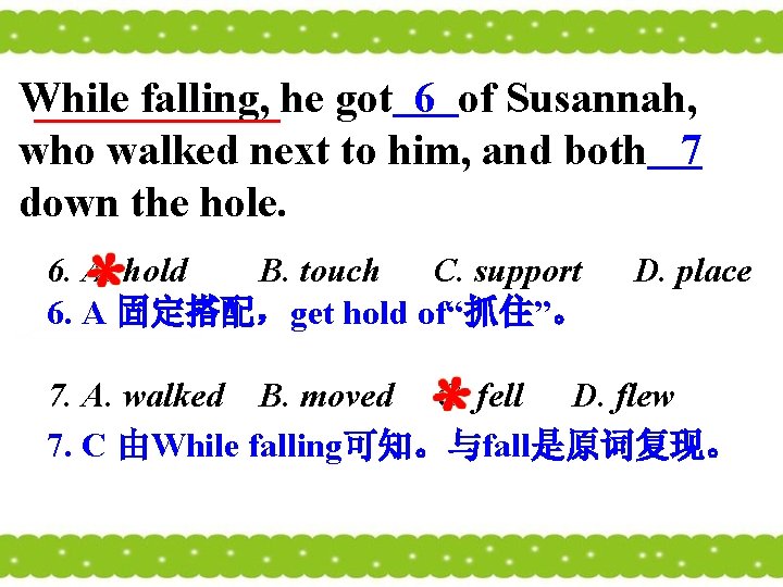 While falling, he got 6 of Susannah, who walked next to him, and both