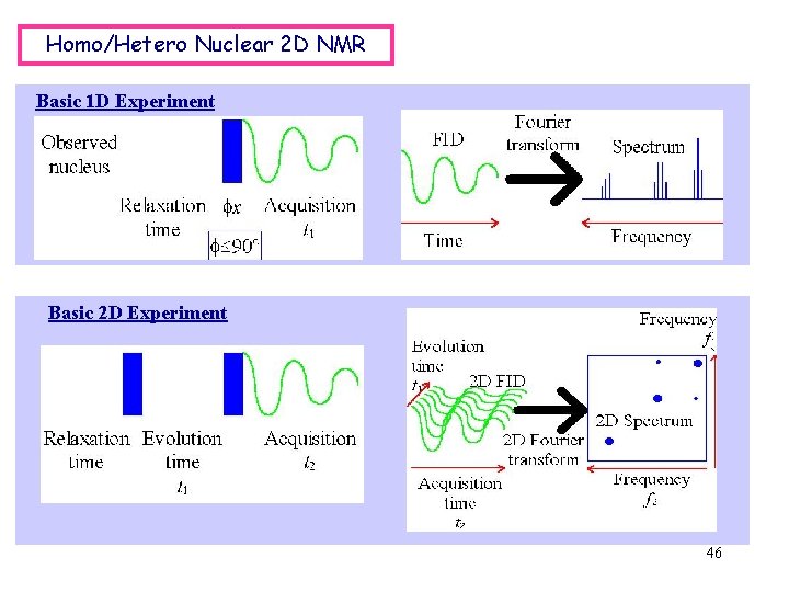 Homo/Hetero Nuclear 2 D NMR Basic 1 D Experiment Basic 2 D Experiment 46