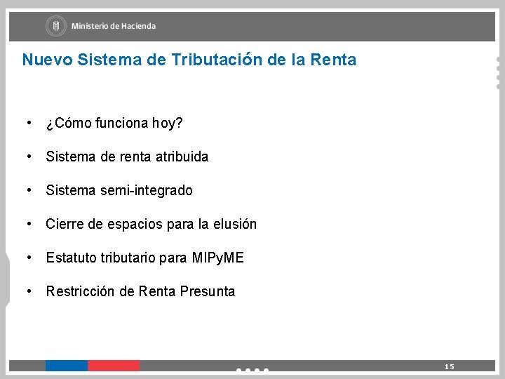 Nuevo Sistema de Tributación de la Renta • ¿Cómo funciona hoy? • Sistema de