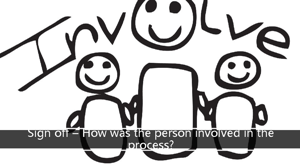 Sign off – How was the person involved in the process? Sign off – How was the person involved in the process?