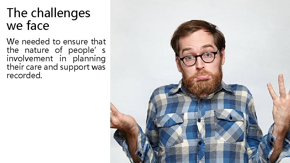 The challenges we face We needed to ensure that the nature of people’s involvement The challenges we face We needed to ensure that the nature of people’s involvement