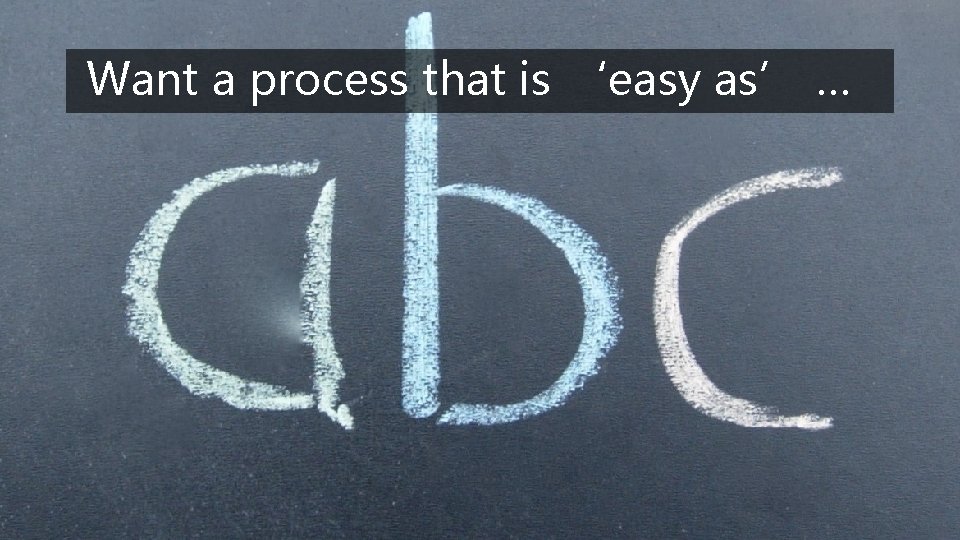 Want a process that is ‘easy as’ … Want a process that is ‘easy as’ …