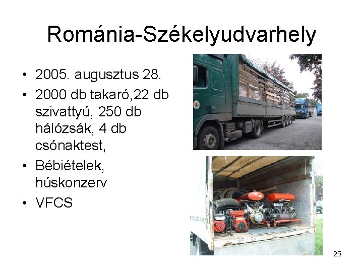 Románia-Székelyudvarhely • 2005. augusztus 28. • 2000 db takaró, 22 db szivattyú, 250 db