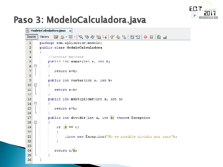 Paso 3: Modelo. Calculadora. java 