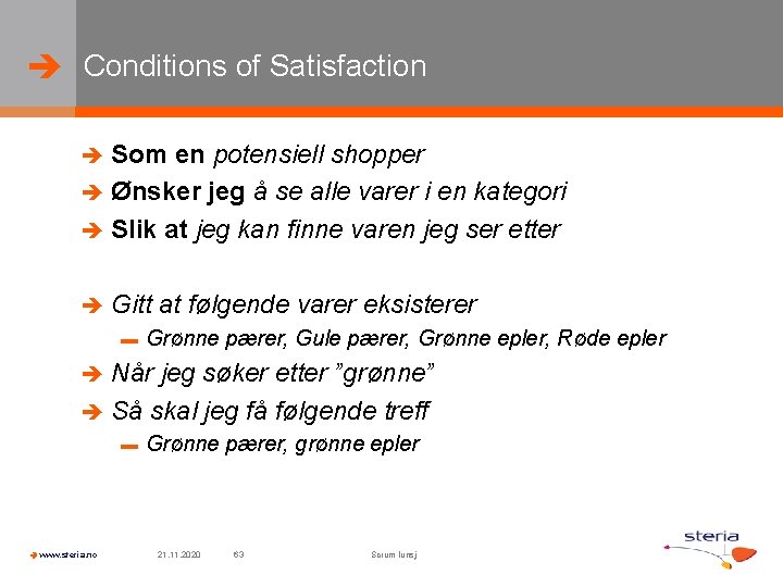  Conditions of Satisfaction Som en potensiell shopper Ønsker jeg å se alle varer