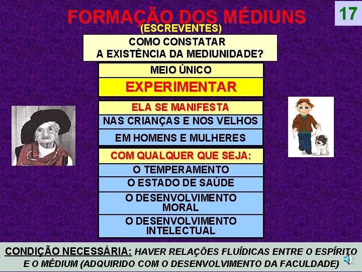 FORMAÇÃO DOS MÉDIUNS (ESCREVENTES) 17 COMO CONSTATAR A EXISTÊNCIA DA MEDIUNIDADE? MEIO ÚNICO EXPERIMENTAR