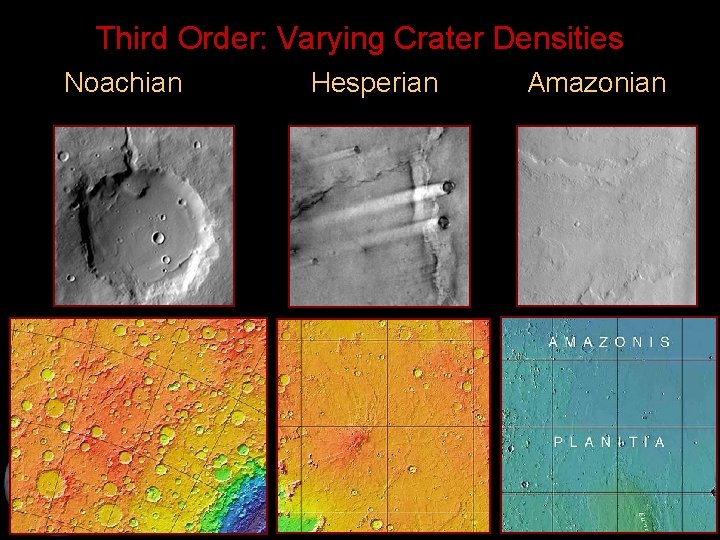 Third Order: Varying Crater Densities • Noachian Hesperian Amazonian 