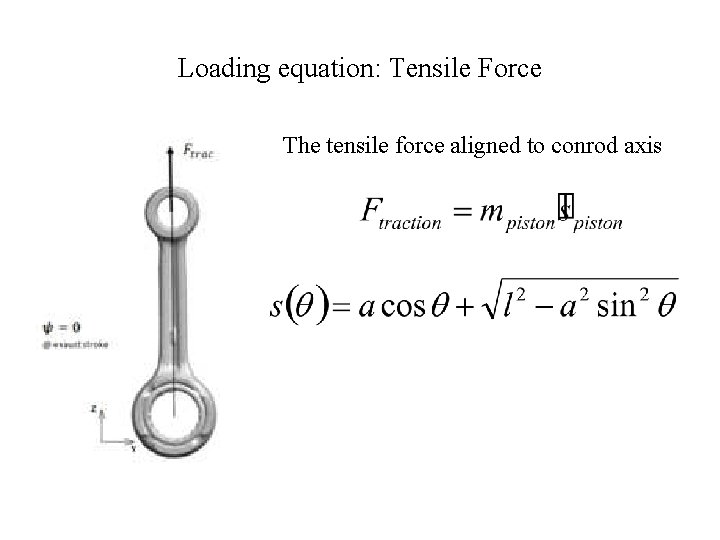 Loading equation: Tensile Force The tensile force aligned to conrod axis 