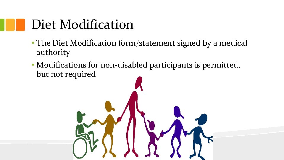 Diet Modification • The Diet Modification form/statement signed by a medical authority • Modifications