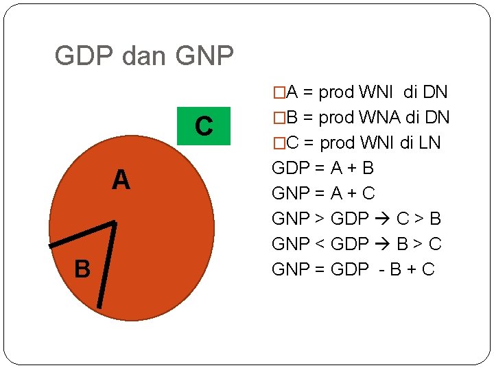 GDP dan GNP �A = prod WNI di DN C A B �B =