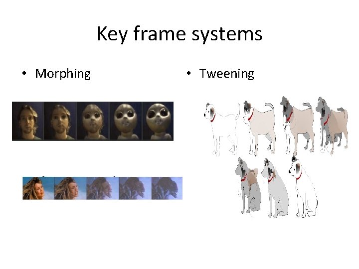 Key frame systems • Morphing • Tweening 