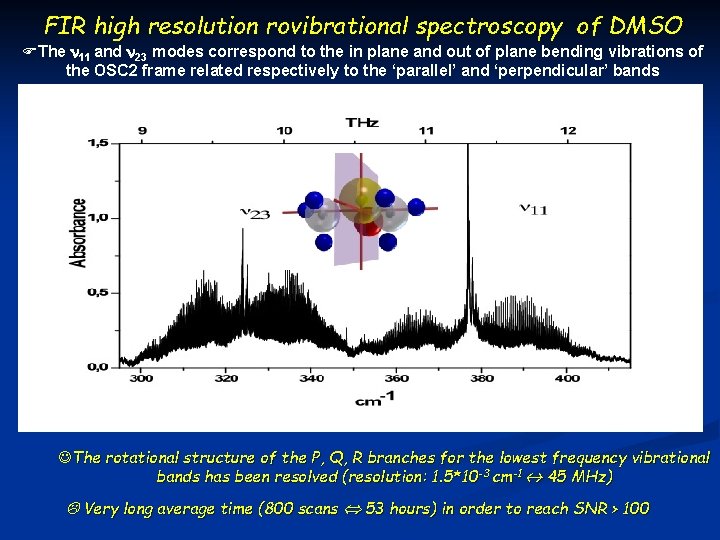 FIR high resolution rovibrational spectroscopy of DMSO FThe 11 and 23 modes correspond to