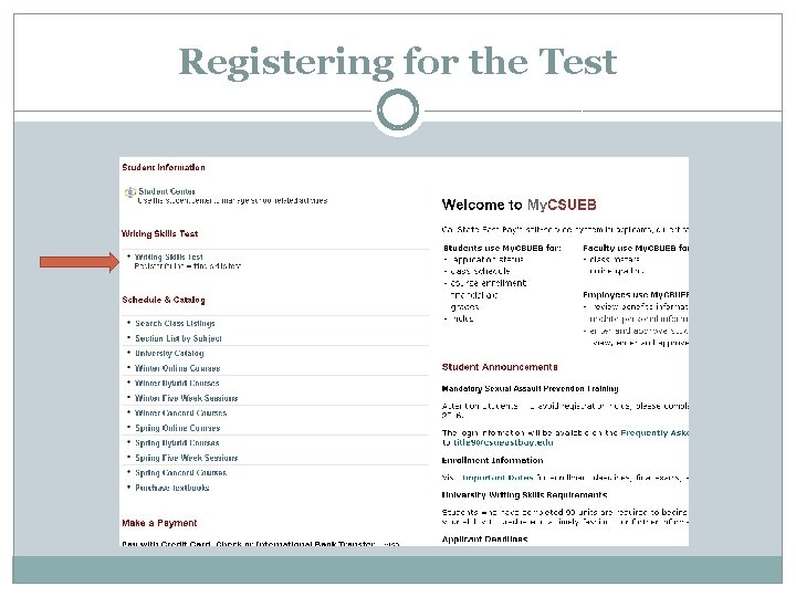 Registering for the Test 