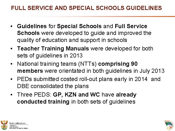 FULL SERVICE AND SPECIAL SCHOOLS GUIDELINES • Guidelines for Special Schools and Full Service FULL SERVICE AND SPECIAL SCHOOLS GUIDELINES • Guidelines for Special Schools and Full Service