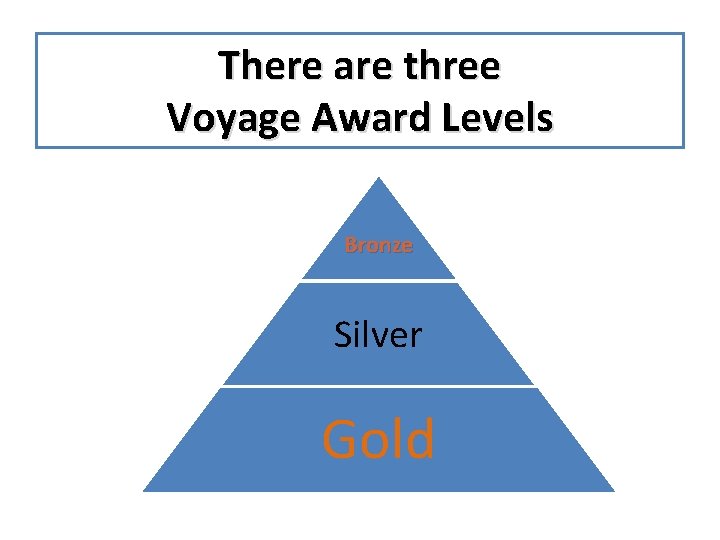 There are three Voyage Award Levels Bronze Silver Gold 