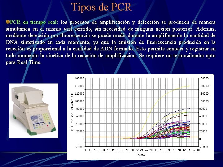 Tipos de PCR en tiempo real: los procesos de amplificación y detección se producen