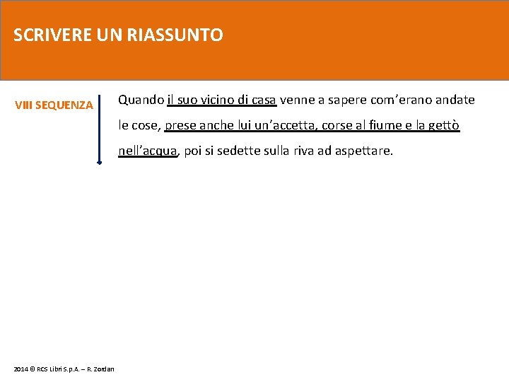 SCRIVERE UN RIASSUNTO VIII SEQUENZA Quando il suo vicino di casa venne a sapere