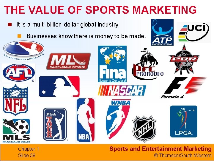 THE VALUE OF SPORTS MARKETING n it is a multi-billion-dollar global industry n Businesses