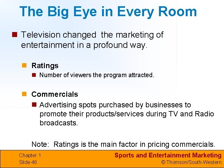 The Big Eye in Every Room n Television changed the marketing of entertainment in