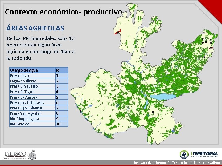 Contexto económico- productivo ÁREAS AGRICOLAS De los 344 humedales solo 10 no presentan algún Contexto económico- productivo ÁREAS AGRICOLAS De los 344 humedales solo 10 no presentan algún