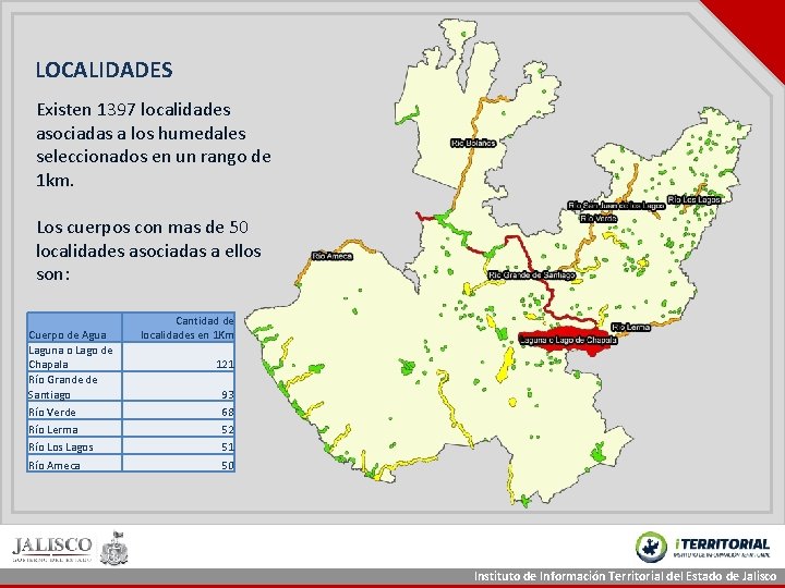 LOCALIDADES Existen 1397 localidades asociadas a los humedales seleccionados en un rango de 1 LOCALIDADES Existen 1397 localidades asociadas a los humedales seleccionados en un rango de 1