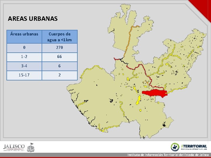 AREAS URBANAS Áreas urbanas Cuerpos de agua a <1 km 0 270 1 -2 AREAS URBANAS Áreas urbanas Cuerpos de agua a <1 km 0 270 1 -2