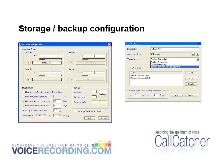 Storage / backup configuration Storage / backup configuration