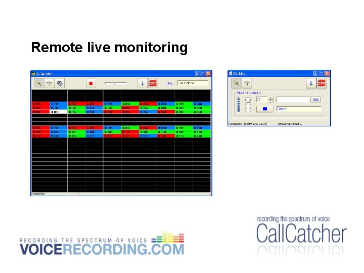 Remote live monitoring Remote live monitoring