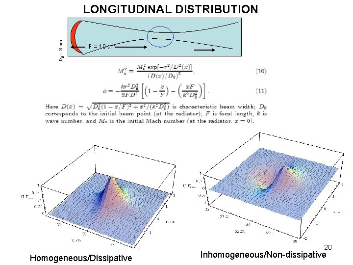 D 0 = 3 cm LONGITUDINAL DISTRIBUTION F = 10 cm 20 Homogeneous/Dissipative Inhomogeneous/Non-dissipative