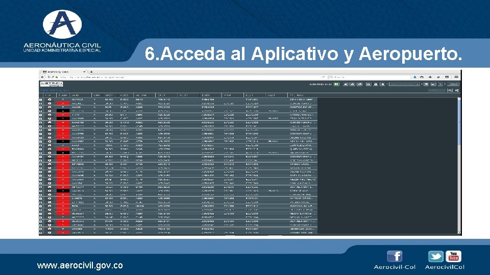 6. Acceda al Aplicativo y Aeropuerto. www. aerocivil. gov. co 