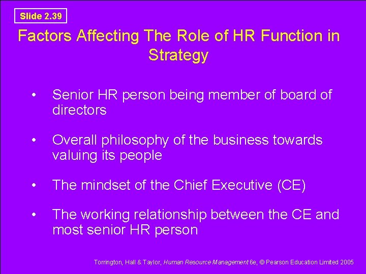Slide 2. 39 Factors Affecting The Role of HR Function in Strategy • Senior Slide 2. 39 Factors Affecting The Role of HR Function in Strategy • Senior