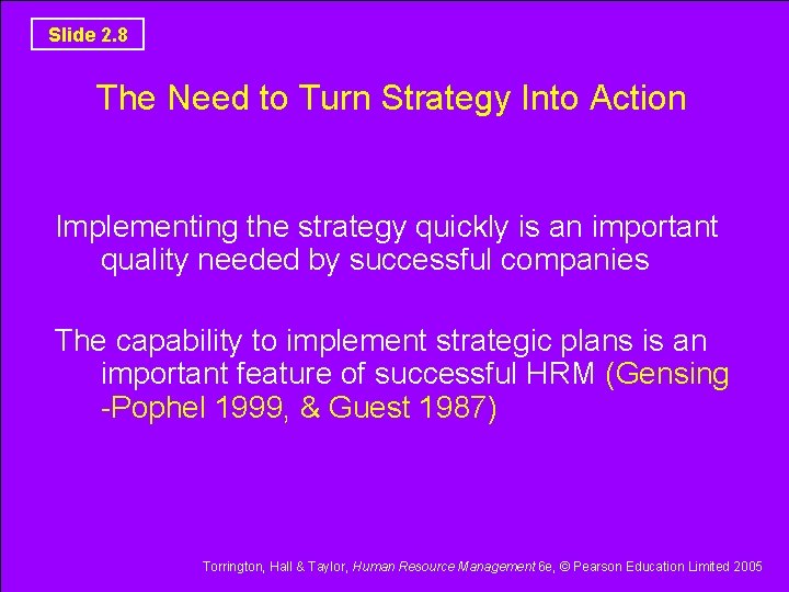 Slide 2. 8 The Need to Turn Strategy Into Action Implementing the strategy quickly Slide 2. 8 The Need to Turn Strategy Into Action Implementing the strategy quickly