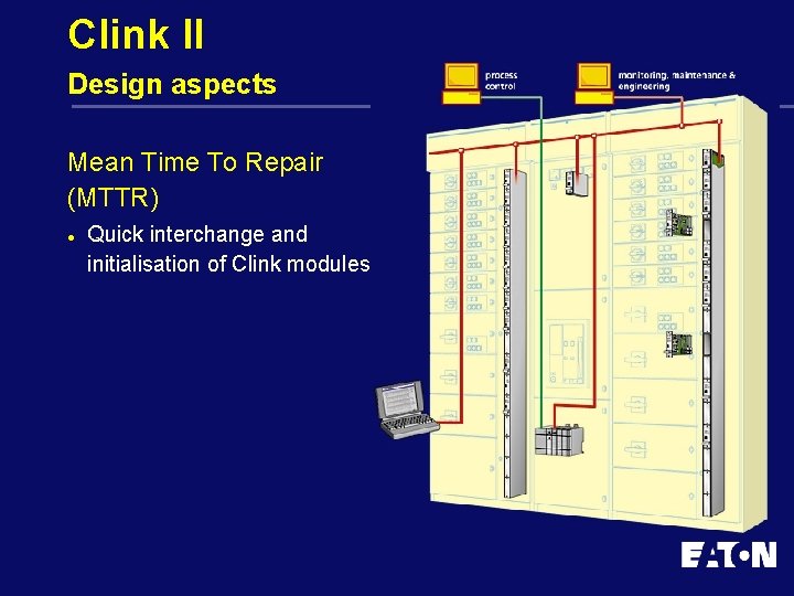 Clink II Design aspects Mean Time To Repair (MTTR) l Quick interchange and initialisation