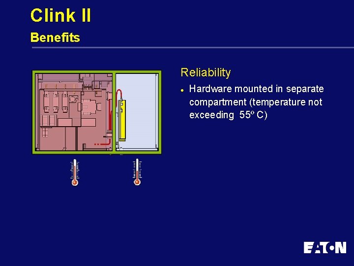 Clink II Benefits Reliability l Hardware mounted in separate compartment (temperature not exceeding 55º