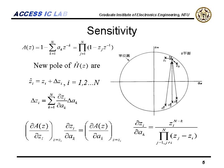ACCESS IC LAB Graduate Institute of Electronics Engineering, NTU Sensitivity New pole of are