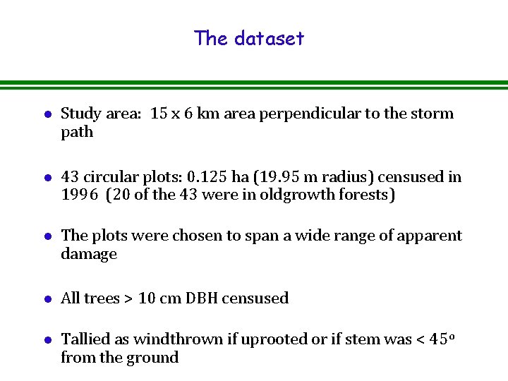 The dataset l Study area: 15 x 6 km area perpendicular to the storm