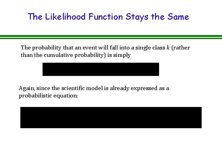 The Likelihood Function Stays the Same The probability that an event will fall into