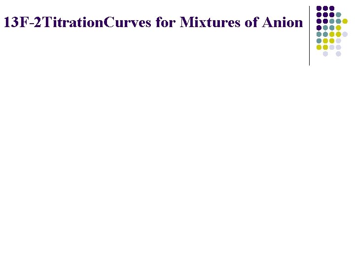 13 F-2 Titration. Curves for Mixtures of Anion 