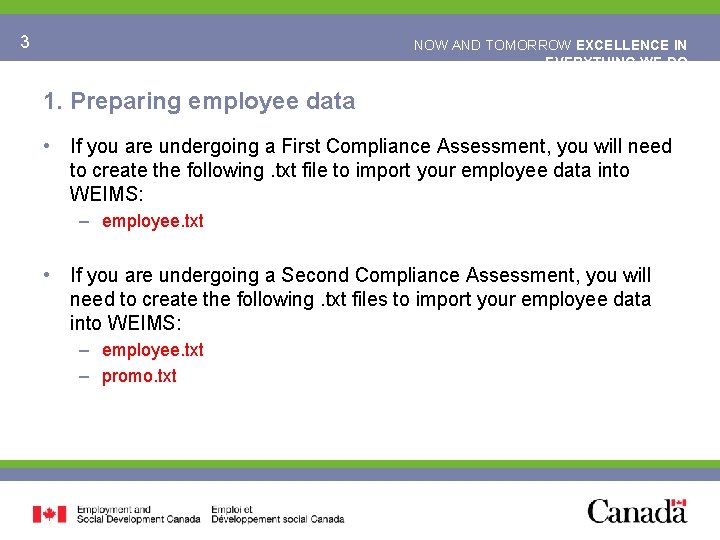 3 NOW AND TOMORROW EXCELLENCE IN EVERYTHING WE DO 1. Preparing employee data •