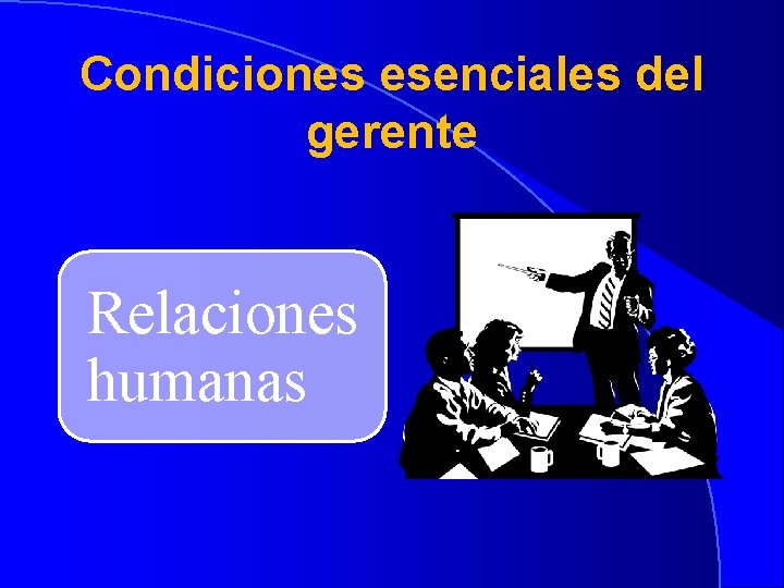 Condiciones esenciales del gerente Relaciones humanas 