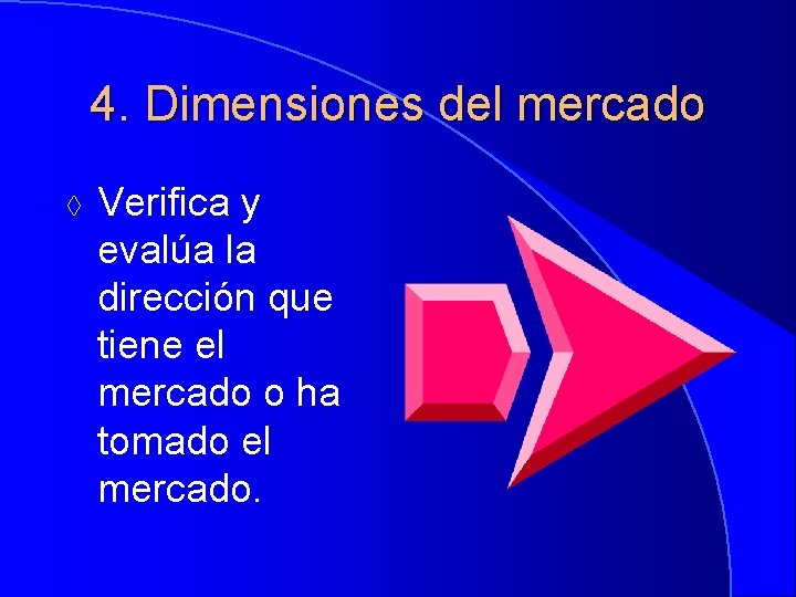 4. Dimensiones del mercado à Verifica y evalúa la dirección que tiene el mercado