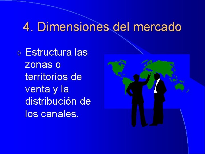 4. Dimensiones del mercado à Estructura las zonas o territorios de venta y la