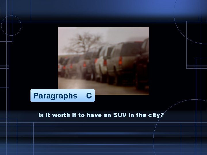 Paragraphs C is it worth it to have an SUV in the city? 
