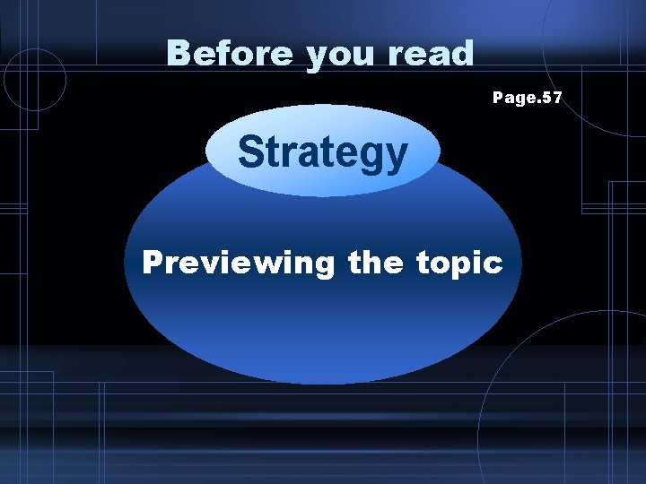 Before you read Page. 57 Strategy Previewing the topic 