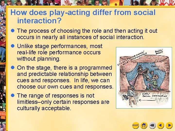 How does play-acting differ from social interaction? l The process of choosing the role How does play-acting differ from social interaction? l The process of choosing the role