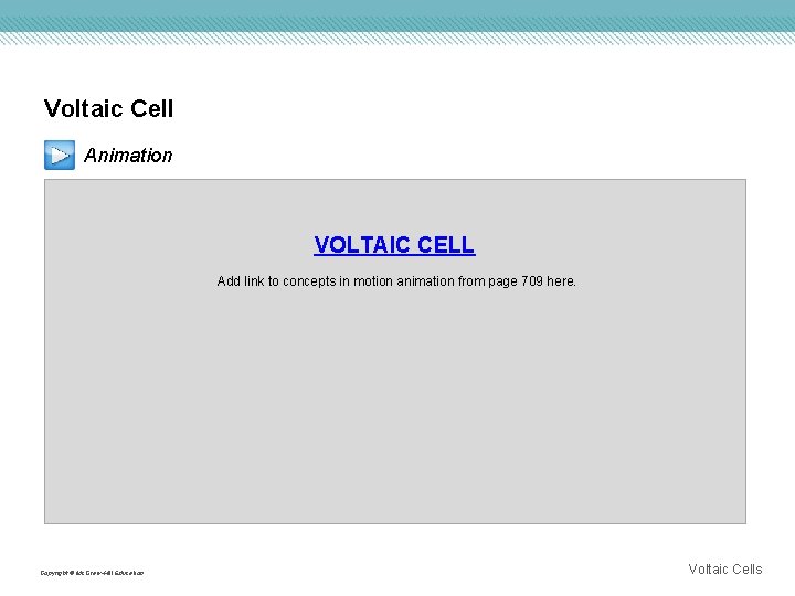 Voltaic Cell Animation VOLTAIC CELL Add link to concepts in motion animation from page
